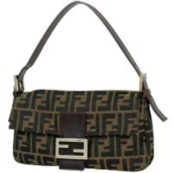Fendi Handbags - Fendi Zucca Mamma Baguette Handbag Hobo Bag Canvas Brown